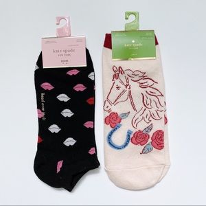 NWT kate spade socks (set of 2 - lips/horses)